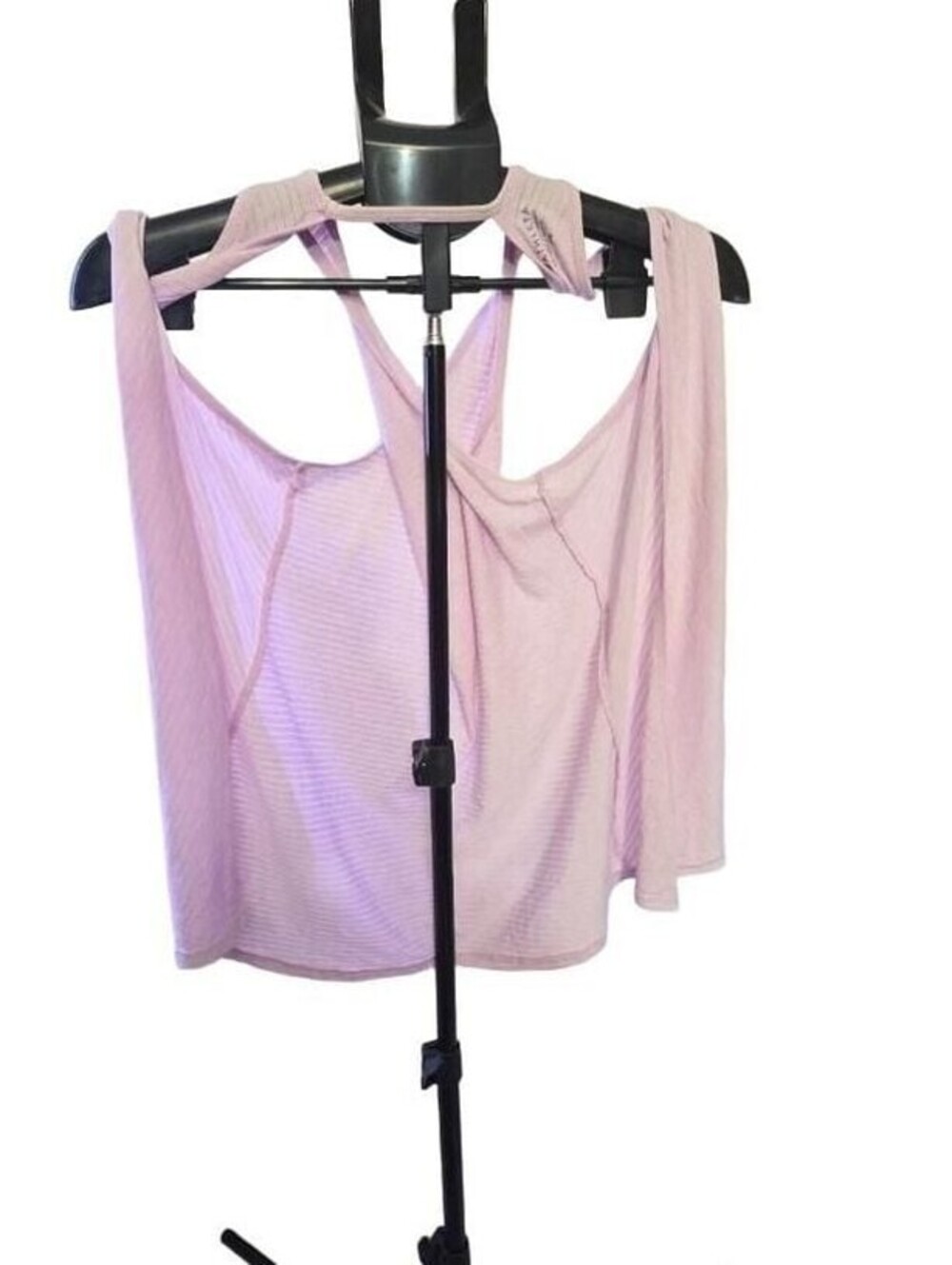 Athleta Pink Striped Open Back Cross Back Athletic Tank Top Size XS